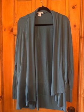 Athleta Teal Open-Front Draped Cardigan